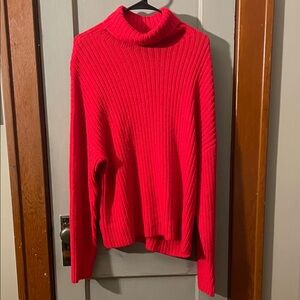 Vibrant Red Turtleneck Sweater